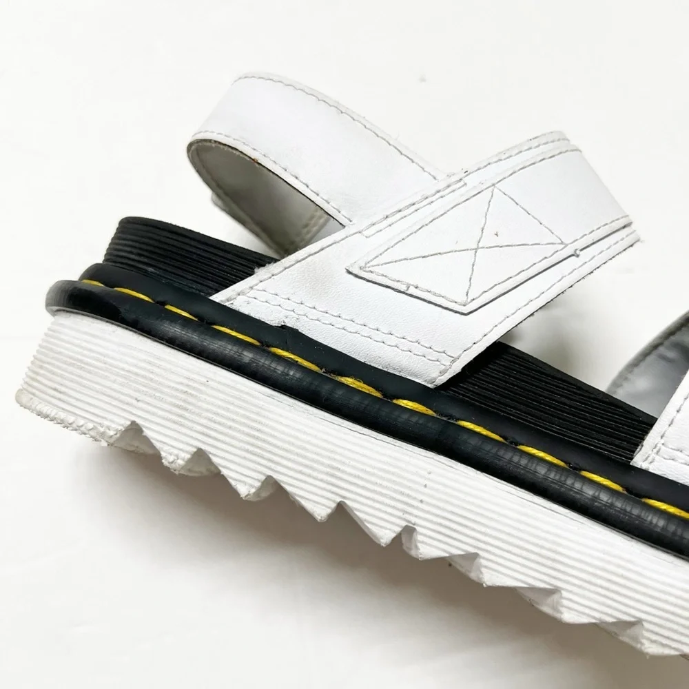 Dr Martens Womens White Voss Leather Strap Platform Sandal Size US 8